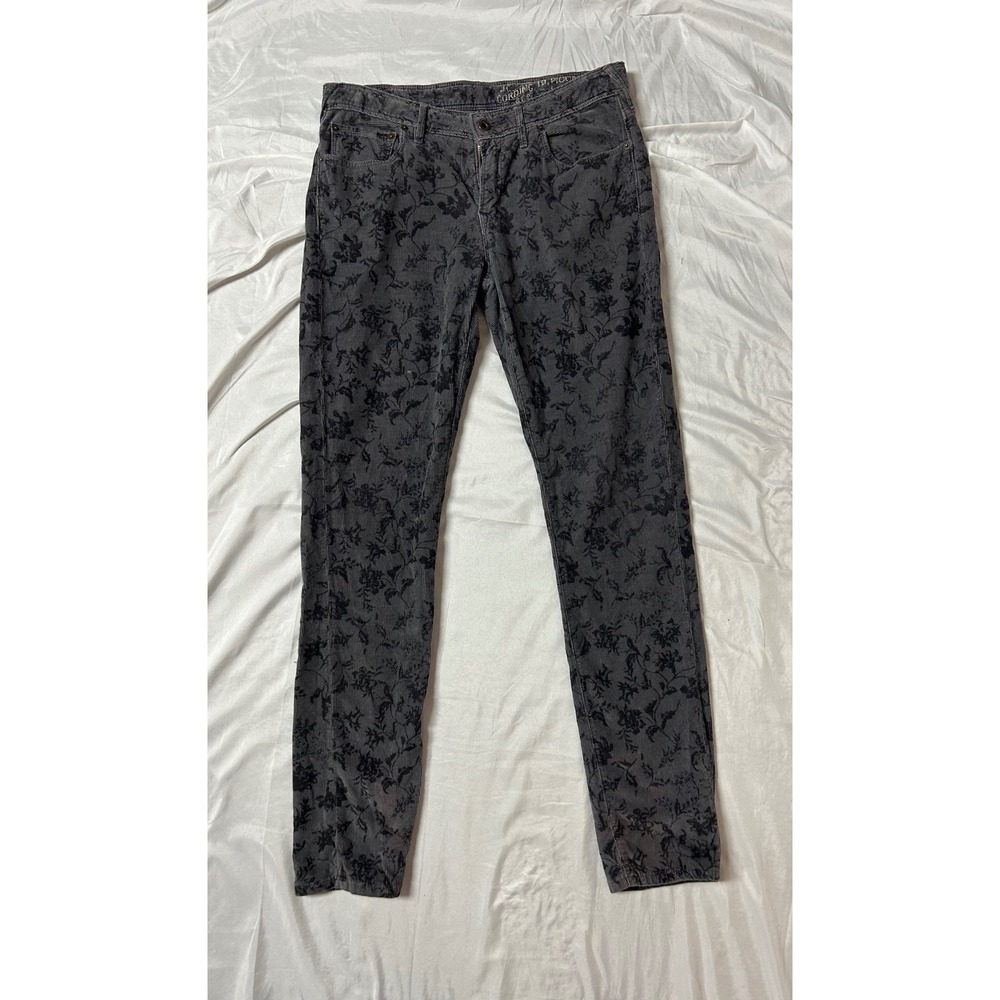 Jack Wills JC Cording Piccadilly Floral Corduroy Pants Grey Black Low W12 L32